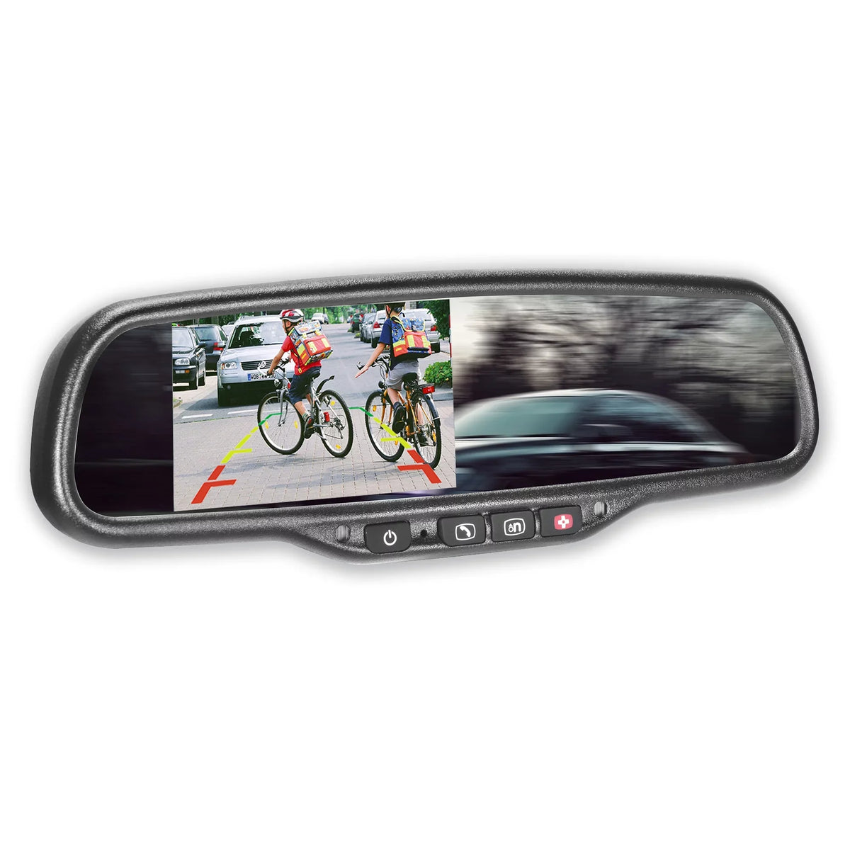 Rear 4.3" with OnStar Tailgaters Compatibility Bright for Auto-Adjusting Ultra Mirror Buttons, OEM View LCD, and Universal Master Cars All