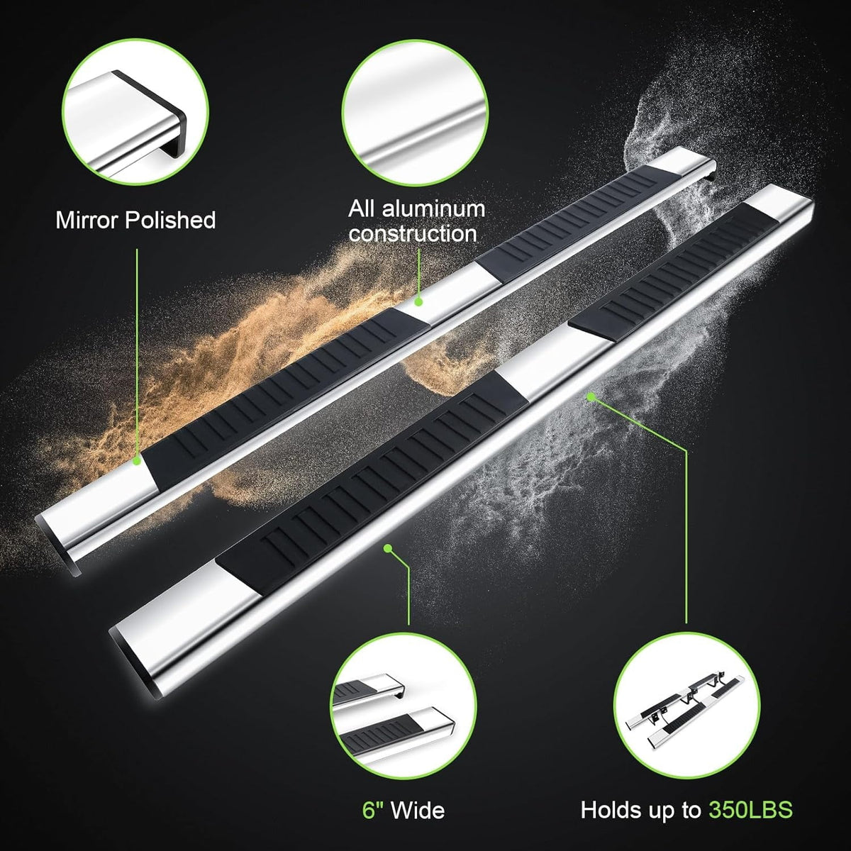 2020-2024 Polished ONINE 2500/3500 Chevy Silverado/Gmc Nerf Sierra 6" Step Fit & bar Custom Silverado/Sierra Crew Boards Side Chrome Running Aluminum Cab 1500 2019-2024