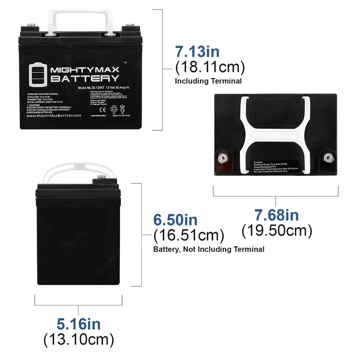 '- Battery 2 for 35AH OD4575 Generac INT Pack 12V Replacement SLA