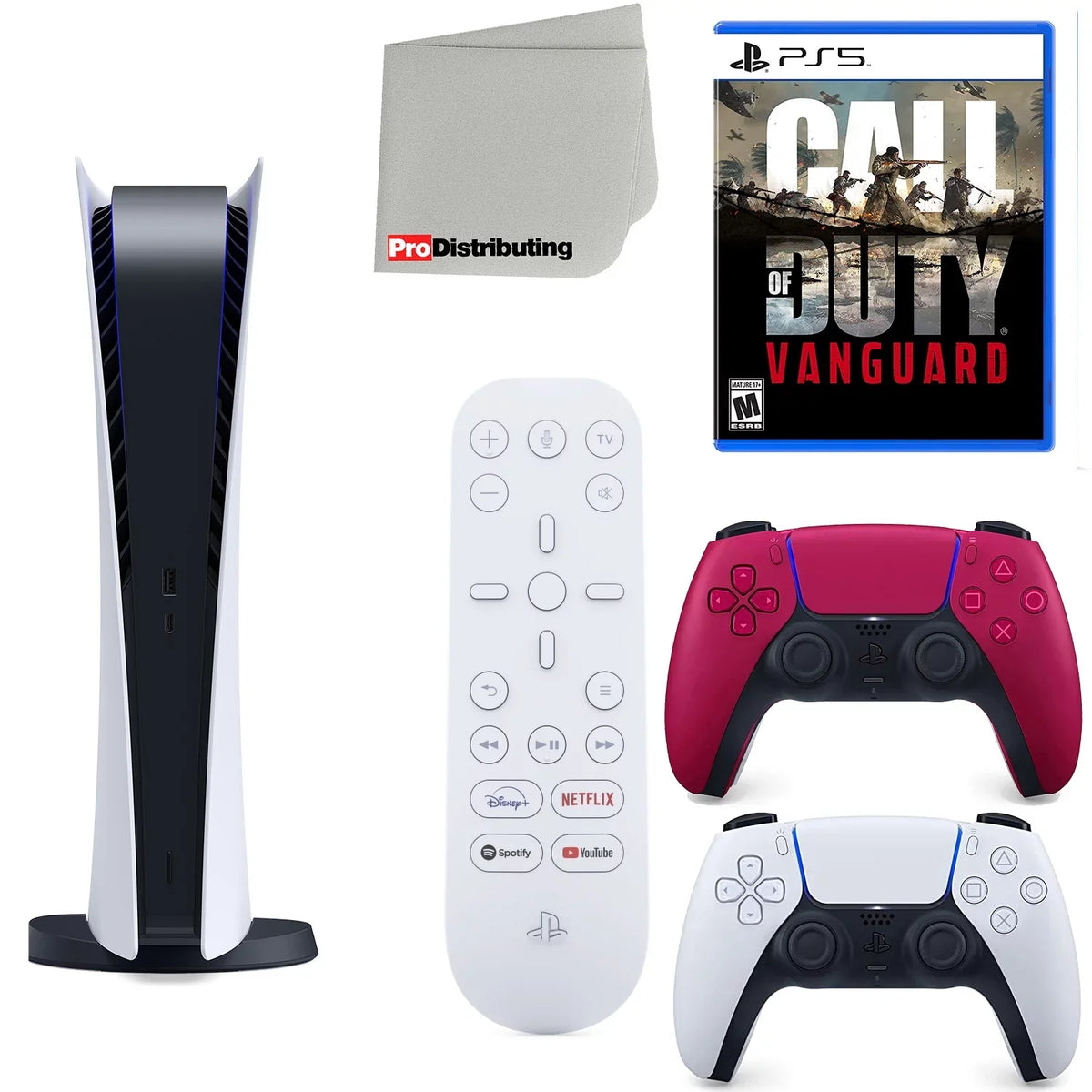 Media Accessory Playstation Red Controller, Vanguard, Digital Cleaning (Sony Duty: and Version 5 with Digital) Starter Sony Bundle Cosmic Microfiber Kit Extra PS5 Call Remote, Cloth of