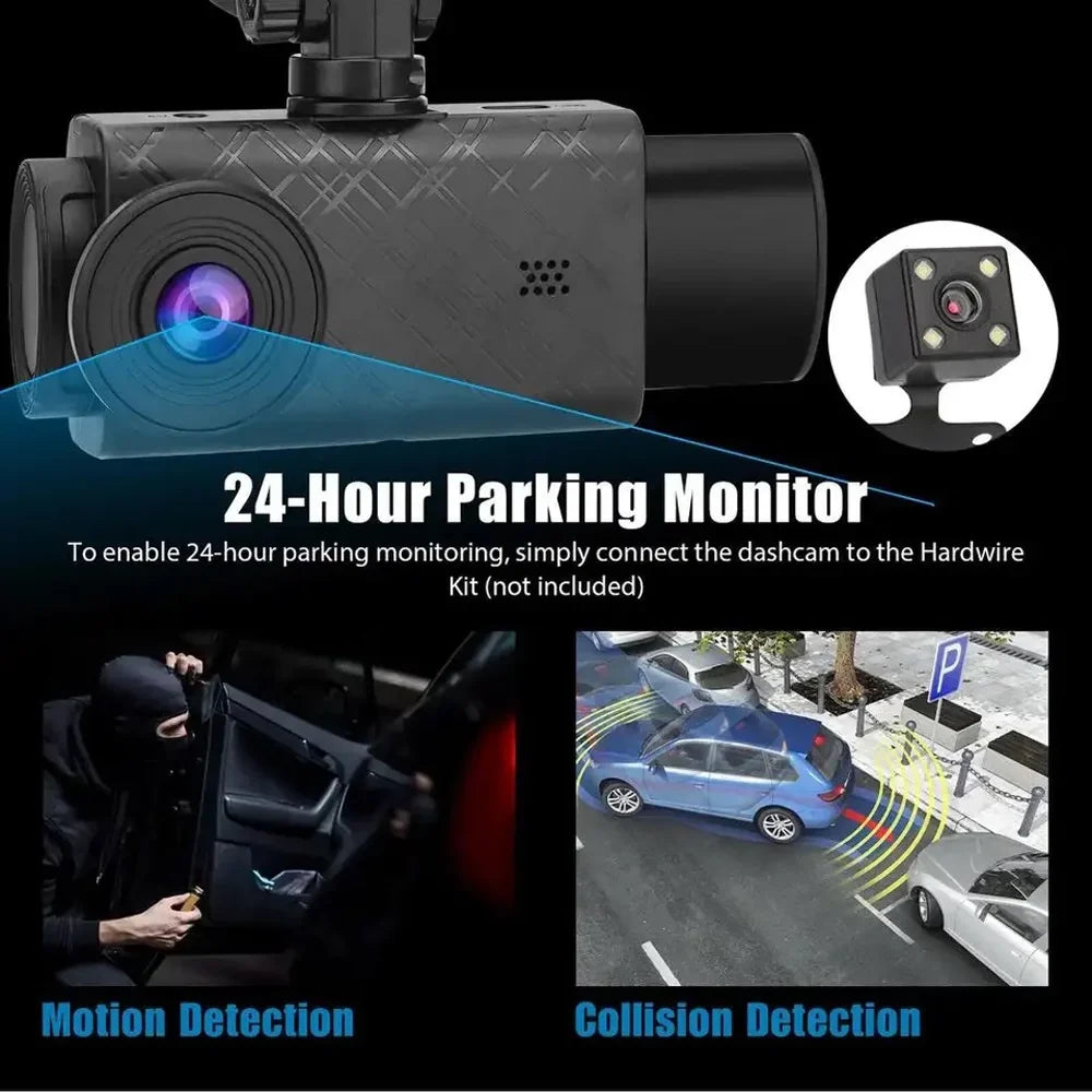 Auto Clear Driving Anself Multi-Language Rearview Video Dash Car Cameras Car Mirror Recording Recorder Recorder 3 Cam Safety Car 2in
