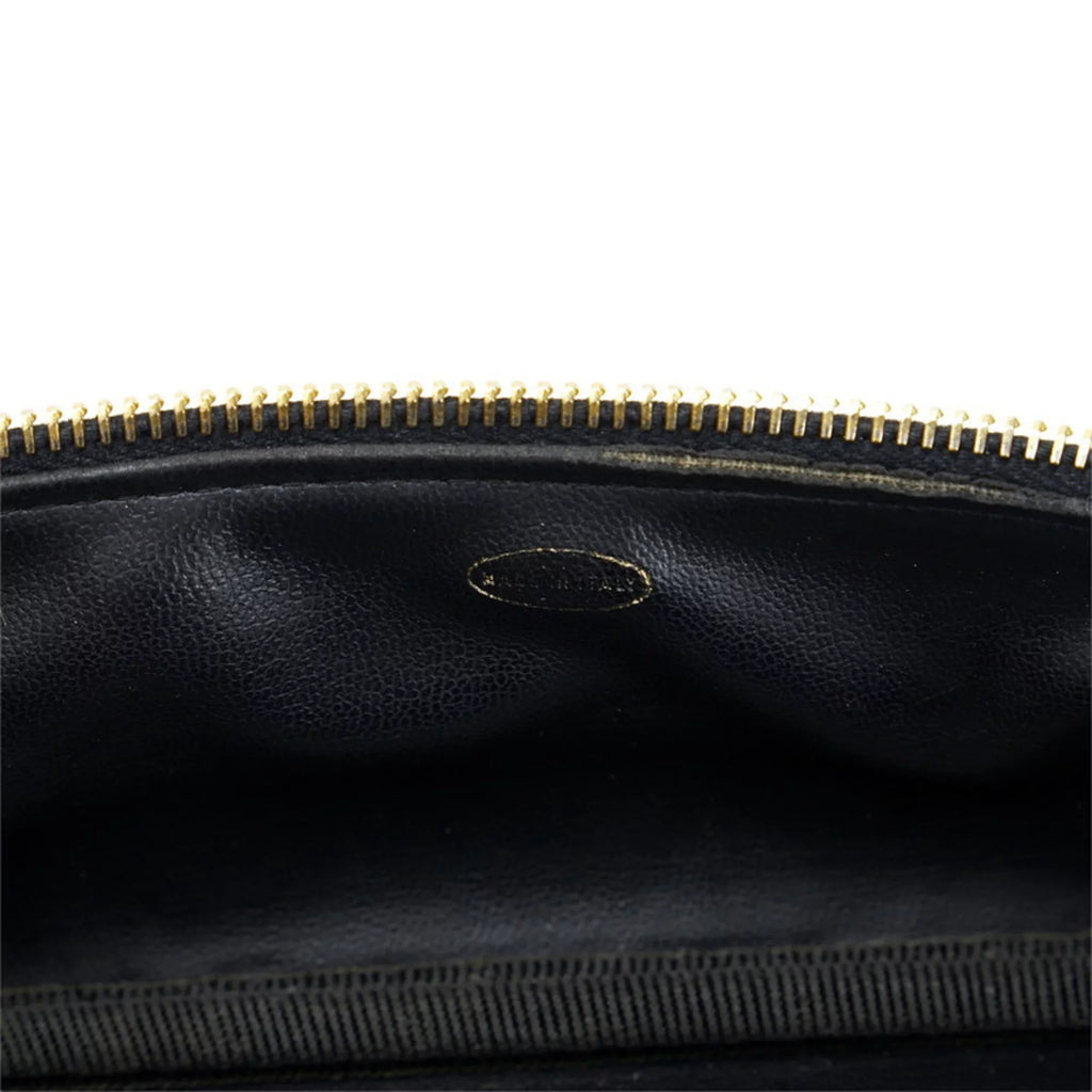 Bag Pre-Owned Ladies CHANEL (Fair) Lambskin Bicolore Cocomark Vanity Black Handbag Chanel