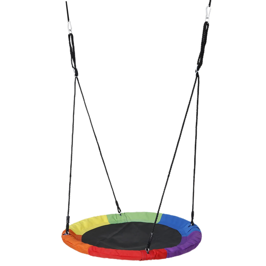 700lb Web ZenSports Kids - UV Protection, Set Swing 360 Waterproof, Rainbow Multi-Color Saucer Steel Outdoor Tree 40" Ropes Adjustable 70’’ Rotate°, Frame,