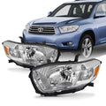 Left+Right Fits Chrome Replacement - [Halogen 2008 highlander Pair Type] 2009 AKKON Toyota Headlights 2010
