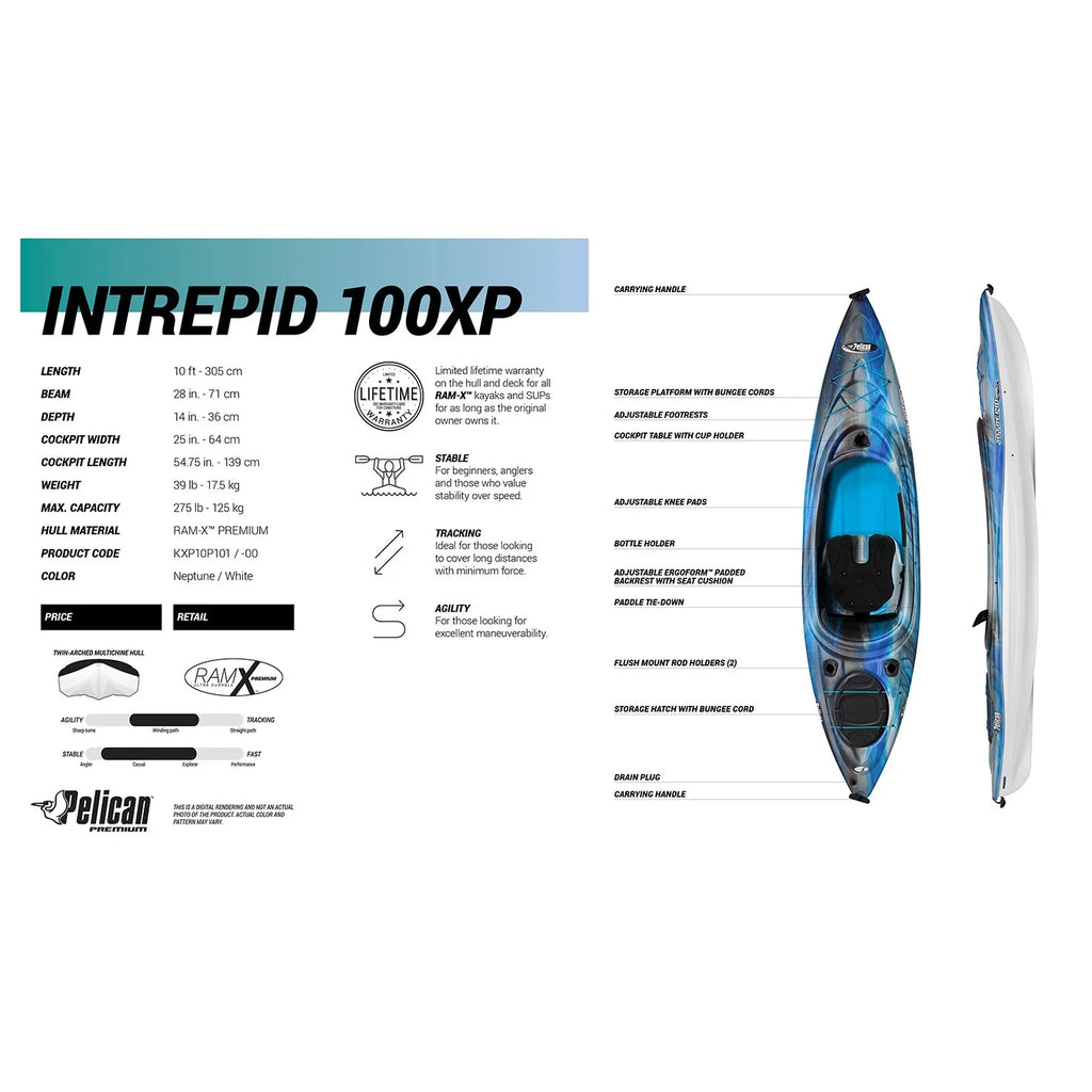 Intrepid Sit Inside Pelican Kayak, 100XP Neptune Fishing