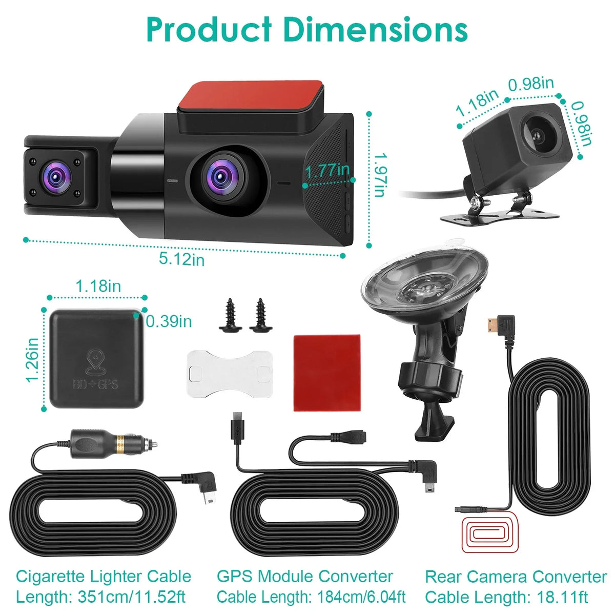 Camcorder, Vision 140° 2K Car Monitor Camera G-sensor Loop Cam WiFi Dash Recording Night Parking Angle GPS Recorder with iMounTEK