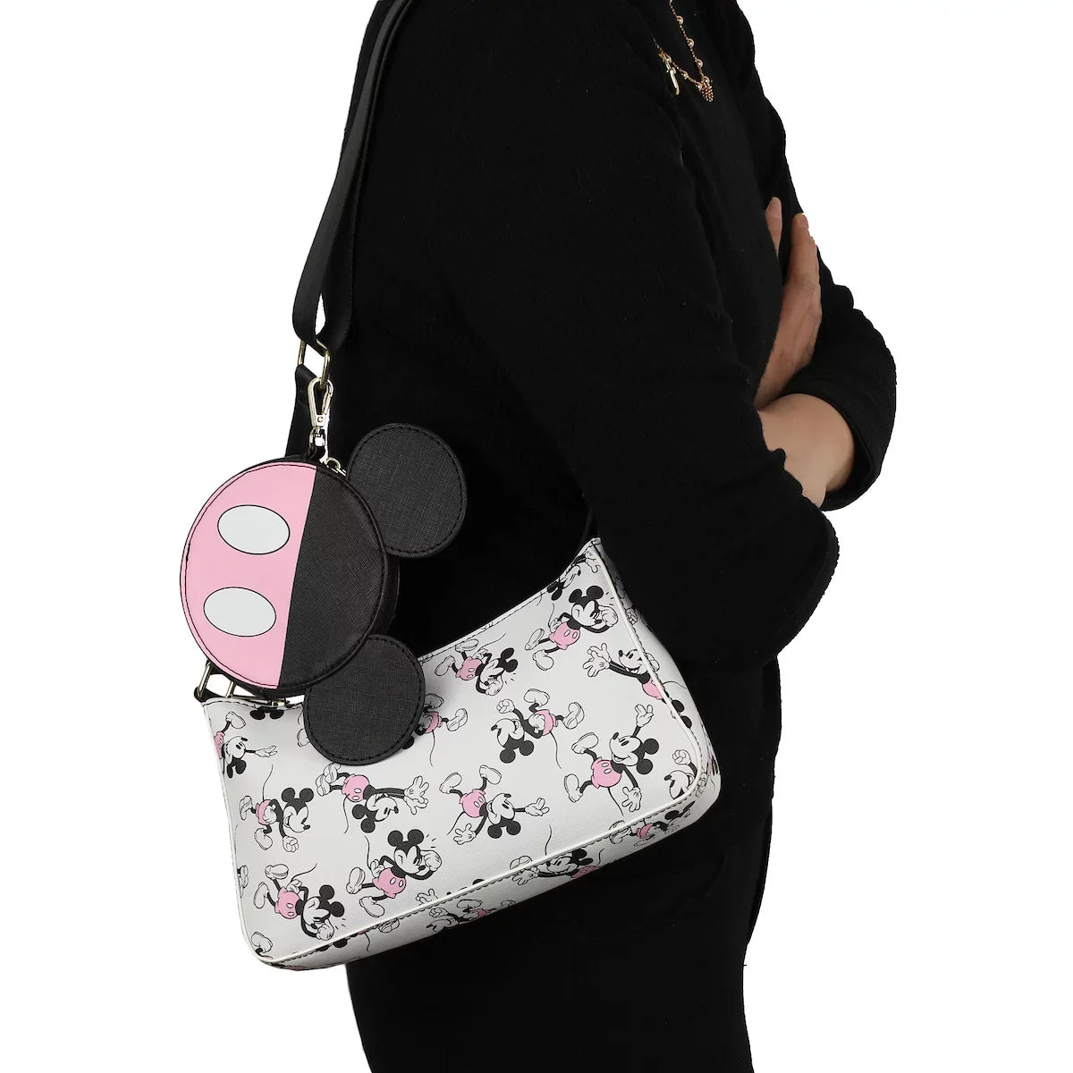 Mouse Removable With Handbag Women's Purse Mickey Coin Disney White