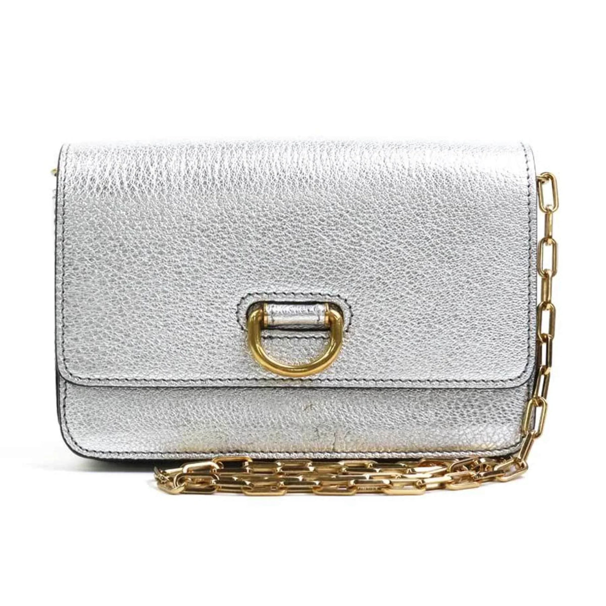 (Good) diagonal Pre-Owned Burberry bag shoulder BURBERRY silver leather ladies