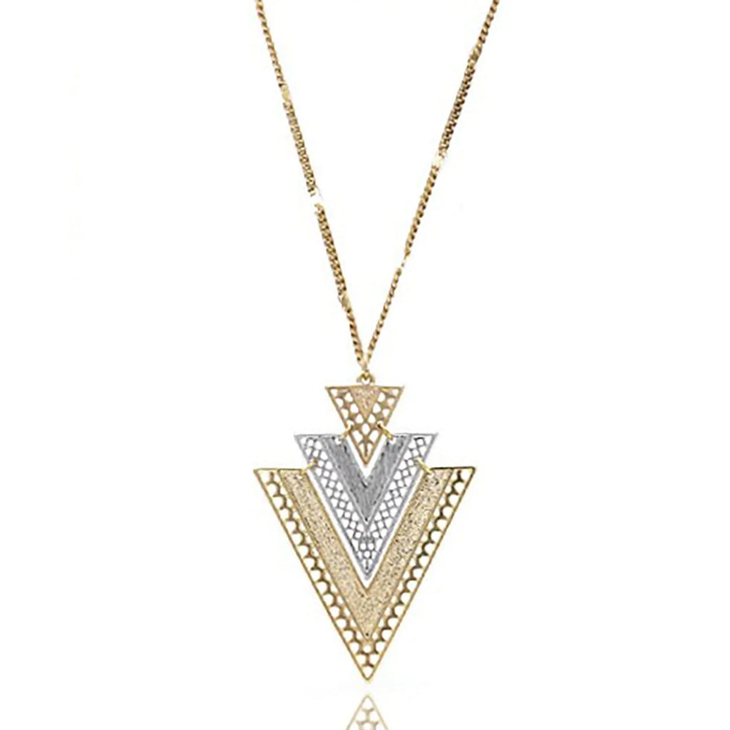 Layered Teens Inc Necklace Blue Women, Metal Mixed Box Two for Tone Triangle Pendant Boutique