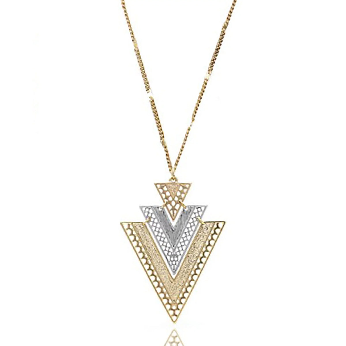 Layered Teens Inc Necklace Blue Women, Metal Mixed Box Two for Tone Triangle Pendant Boutique