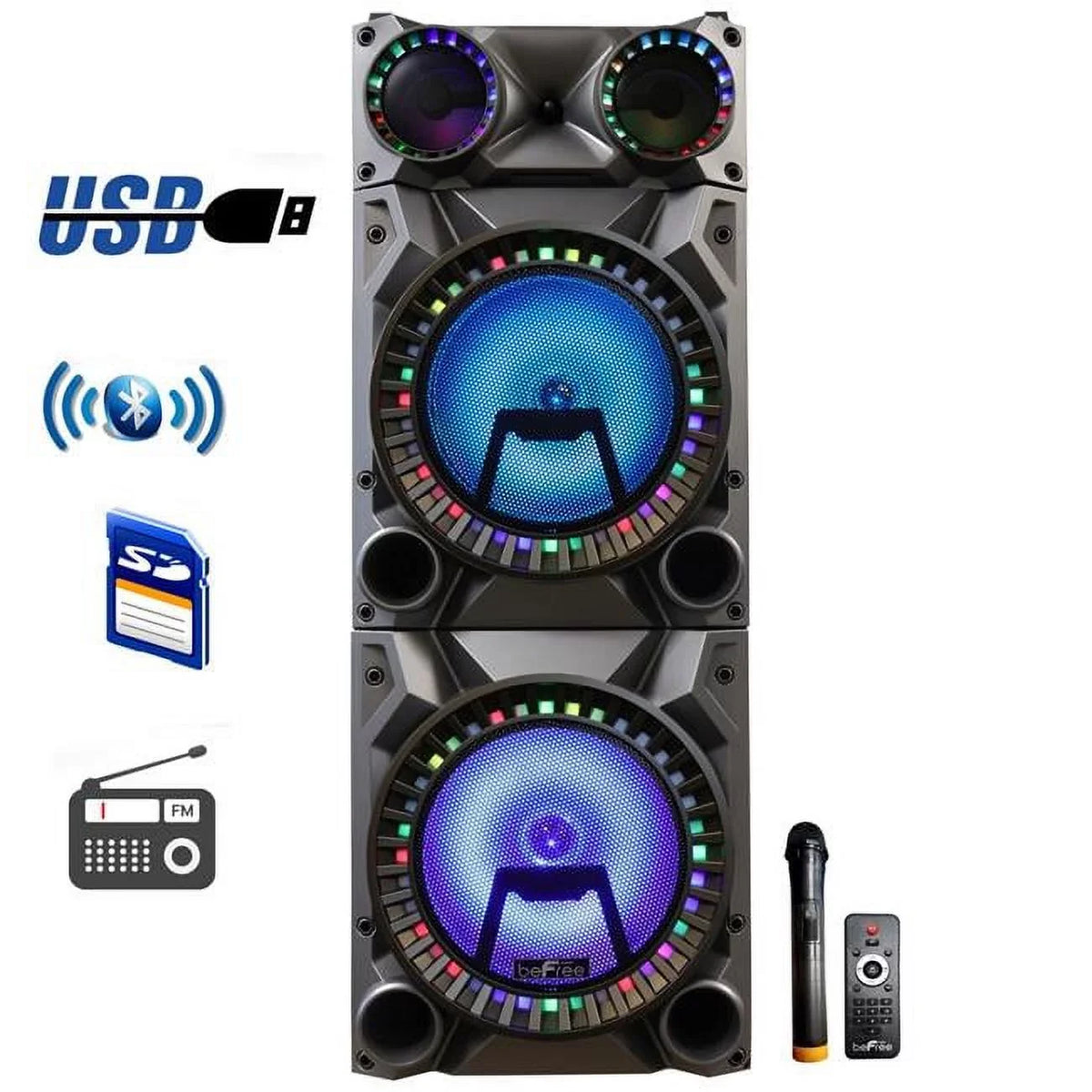 Portable Befree Speaker Party Double Rechargeable Bluetooth Subwoofer in. 12