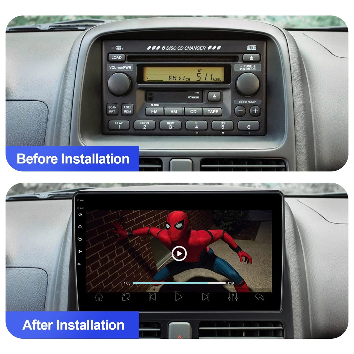 Double for 9 Honda CR-V Inch Control Car Auto/GPS/Bluetooth/FM/AUX-in/Steering 2002-2006 Built-in Backup Stereo 10 Camera Din Wheel Wireless Android with TouchScreen Radio Carplay/Android