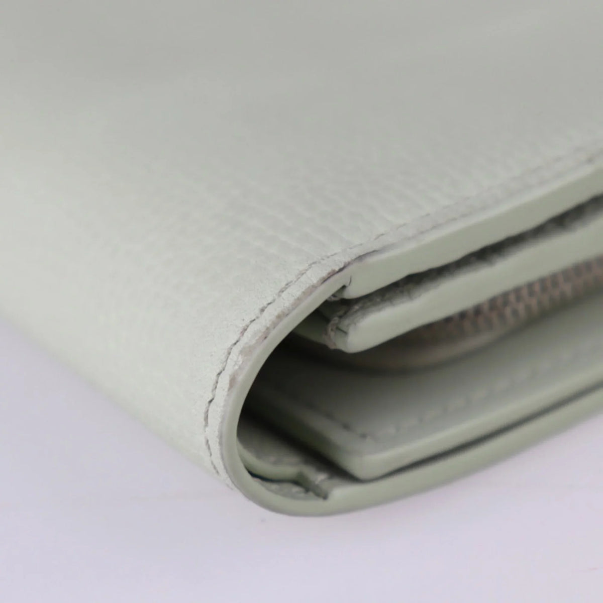 FLAP (Good) Loewe metal Anagram LOEWE L-shaped compact series fittings flap ANAGRAM light silver COMPACT C821L57X01 green Pre-Owned folio WALLET leather wallet fastener