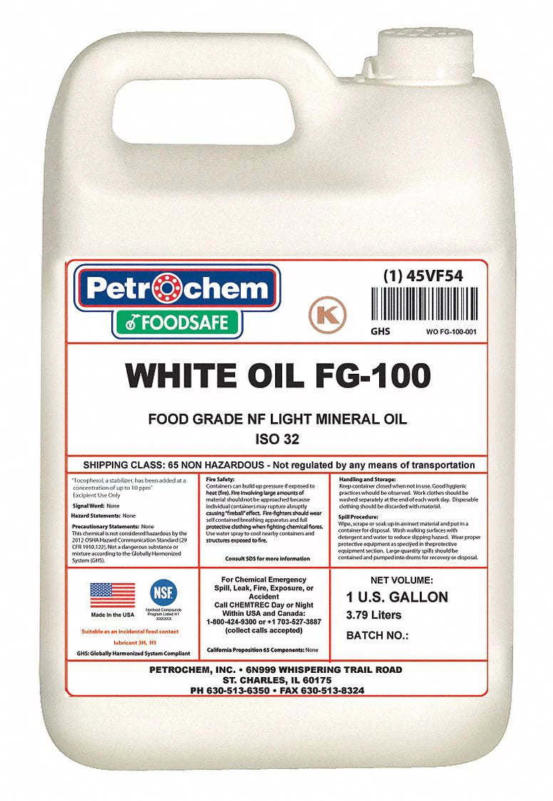 Grade,1 Petrochem Oil,Food gal. Hydraulic WO FG-100-001 Mineral