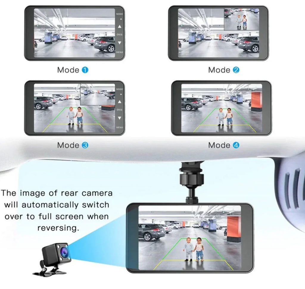 Dash Cam Car 4 Driving DVR Video Recorder LCD Dual Vehicle Lens 1080P Camera