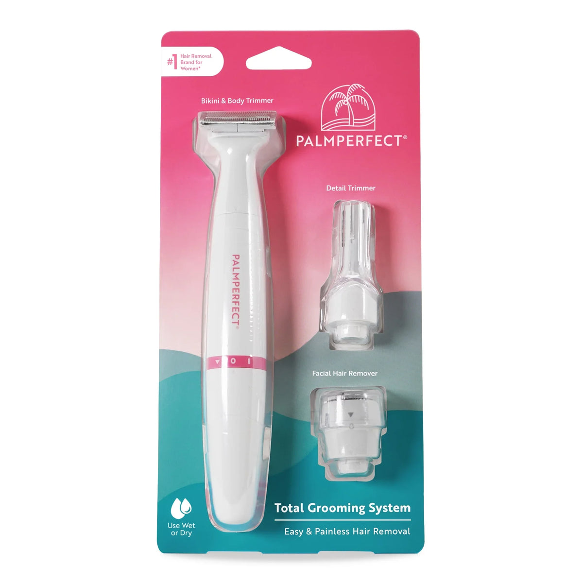 3 Shaver Resistant, Interchangeable PALMPERFECT Total Heads, Electric Water Grooming System, Female