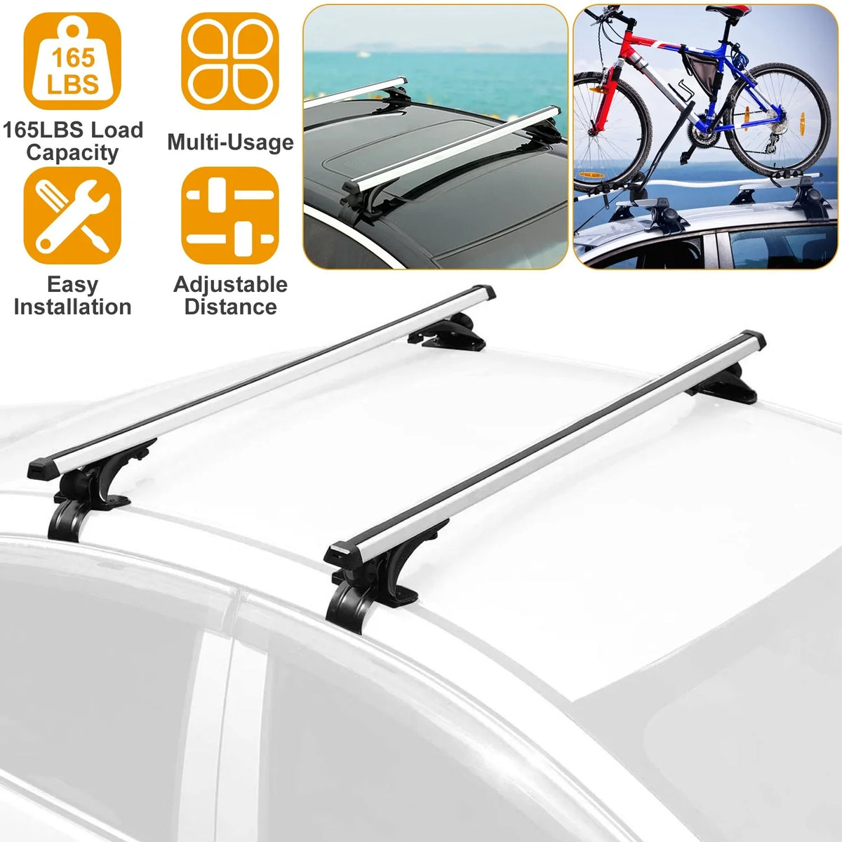 Without 47.24in Rack Roof Fit Car Rail Rack Roof Vehicle Crossbars Aluminum 165LBS Side Most with Capacity Cargo Car for iMounTEK Roof Carrier Wagon