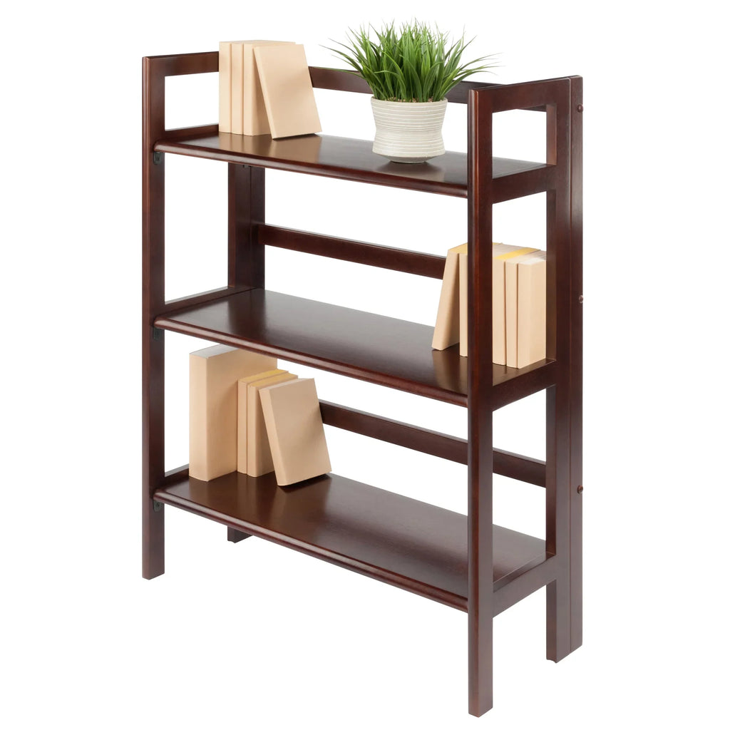 Foldable Winsome Wood Walnut Terry Stackable, Shelf, 3-Tier Finish