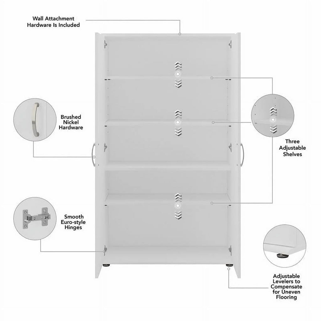 Row Pemberly Cabinet Engineered in White - Storage Tall Wood Garage