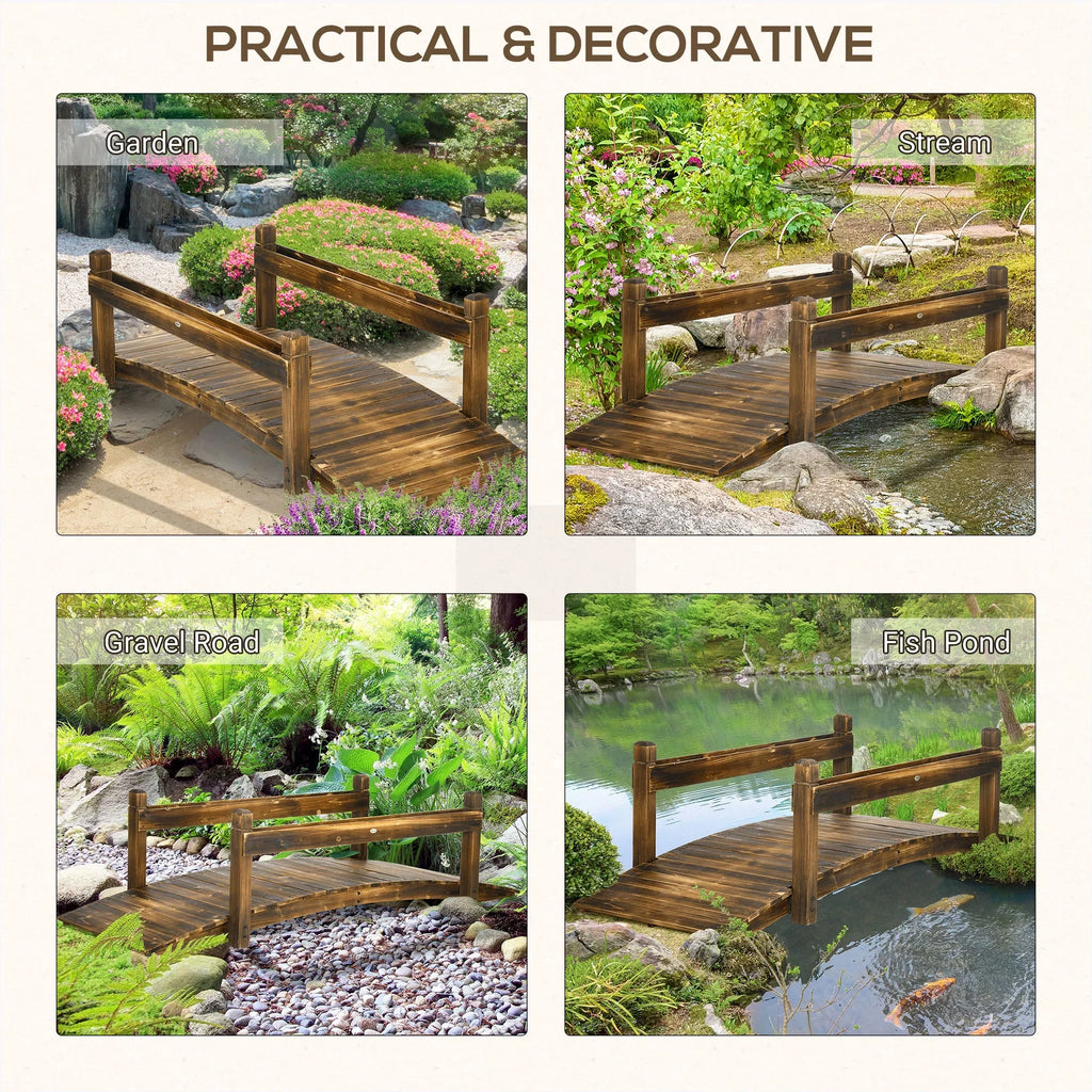 with Garden Wooden Footbridge Arc Finish Outsunny Planters, Bridge Stained