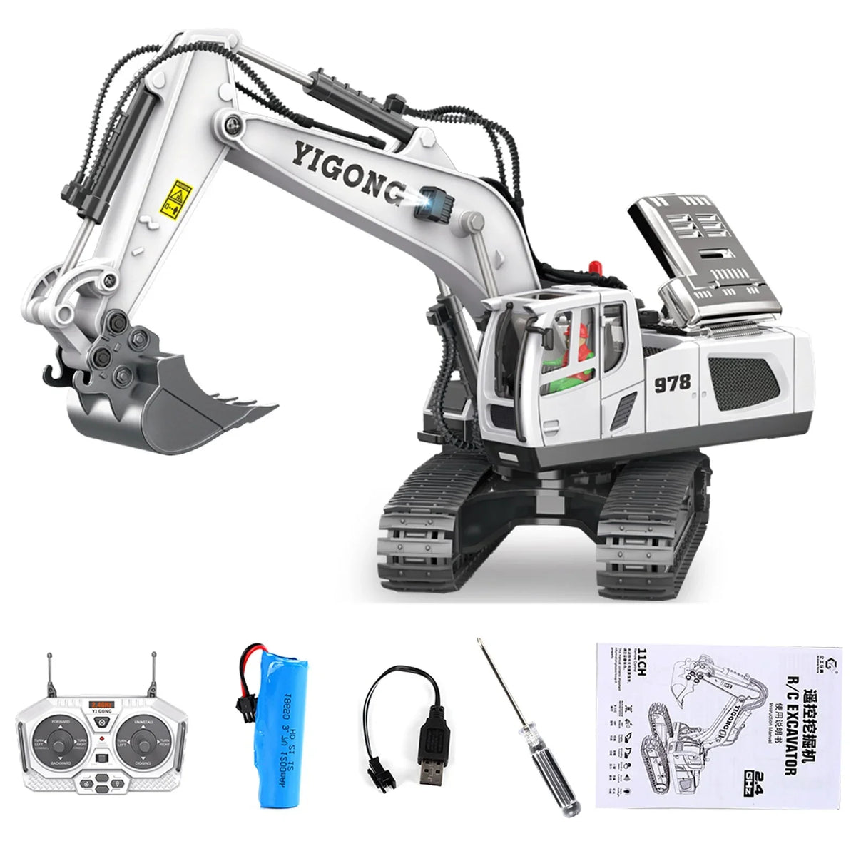 Shovel with Channel YHAIOGS Functional Remote 2.4Ghz Construction Full ExcavaTOr Transmitter ExcavaTOr Metal Control TOy and 11