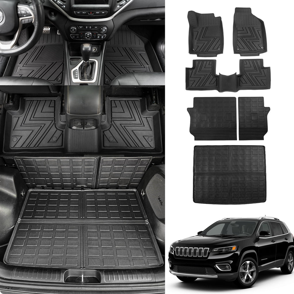 Compatible Accessories (Trunk Trunk Liner 2019-2023 Cover with Floor Weather Mat+Backrest TPE Mats+Floor Seat Cherokee All Mat Mats) Back Protector Cargo Cherokee Jeep Mats 2022