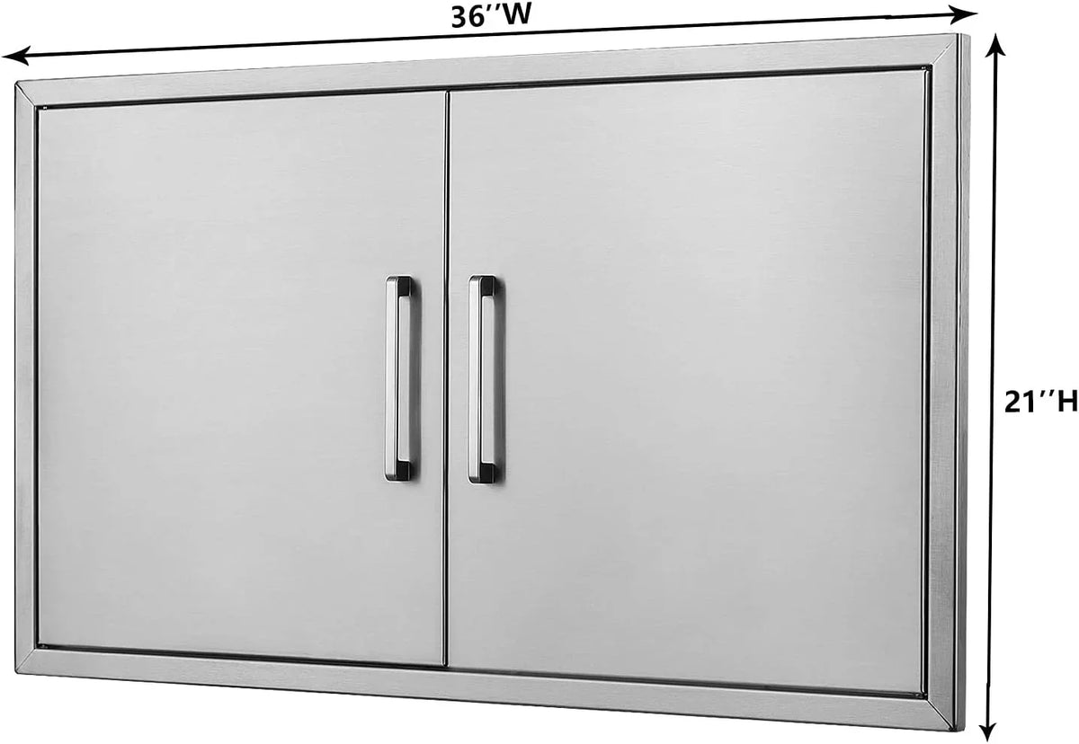 Access Stainless x Outdoor BBQ Kitchen - Double Door,Flush and for Outdoor Steel 36"W Kitchen Island… BBQ Doors- 21"H Mount