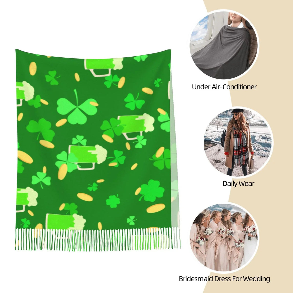Scarves St Large Day2 Cashmere Warm Art Shawl Wrap Scarf Winter Gifts- Patrick's Elegant Feel Bingfone For Soft Women Print
