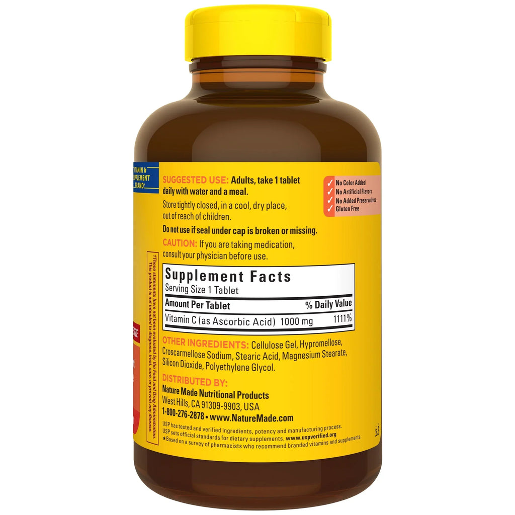 Count Nature 1000 300 Made Strength C Vitamin mg Dietary Extra Supplement, Tablets,