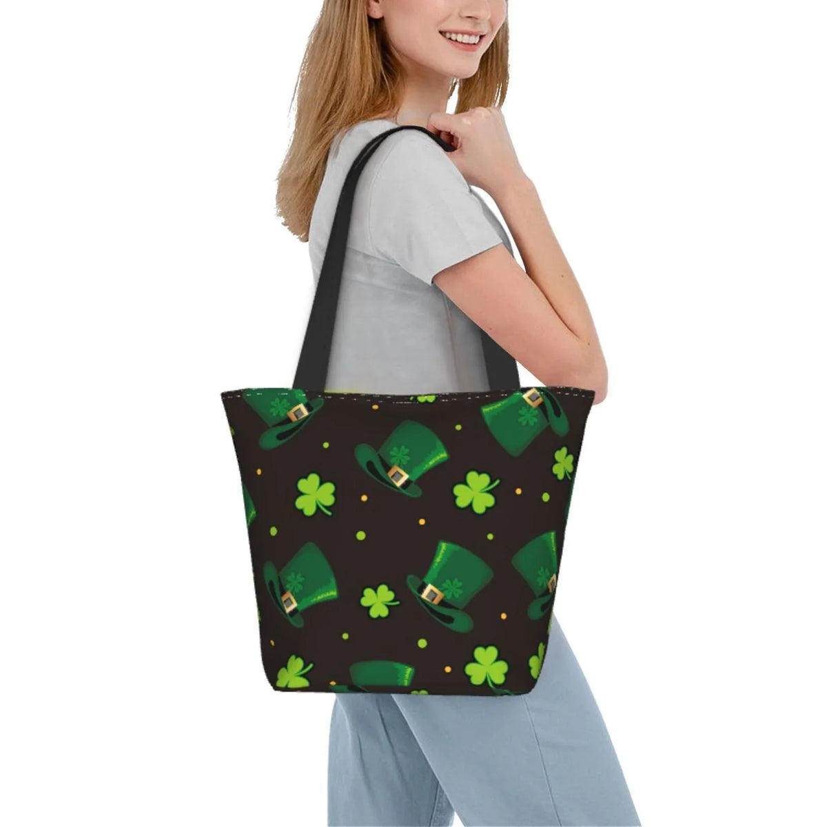 Handbag Canvas for Zip, Groceries, Shoulder Day8 Bag Shopping with Bag, Suitable Stylish Fitness St. Office, Patrick's Buying Tote Easygdp