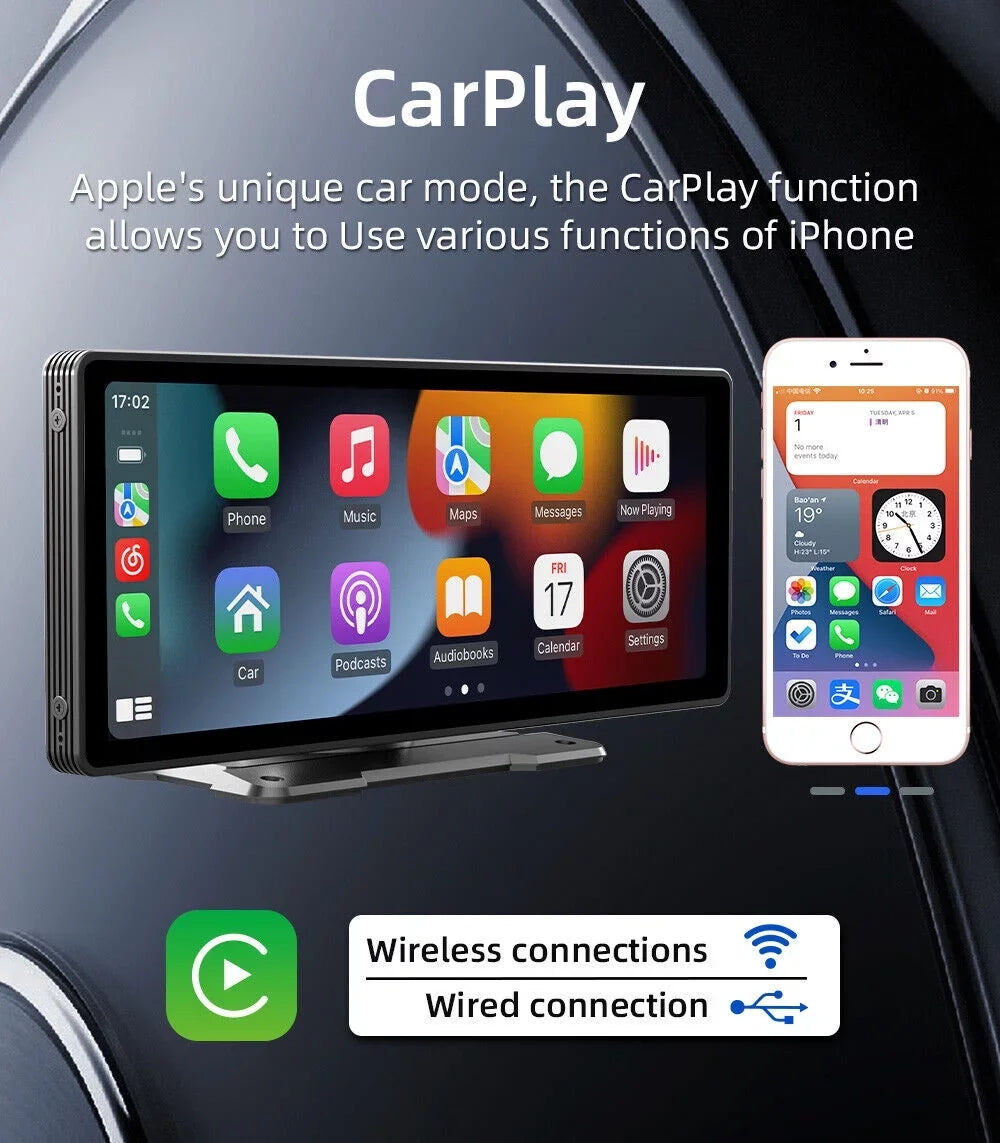 Control,AUX Link, Portable & Radio Android Cable Vehicles Car 10.26" Stereo Car Wireless Bluetooth5.0, Voice Navigation, Apple Touchscreen, CarPlay Maps Mirror Auto,