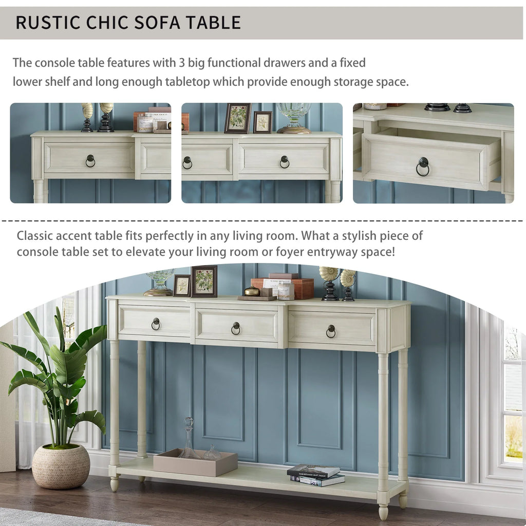 with for WF189574AAK) Long (Antique Console Entryway Table Projecting White, OLD Table with SKU: Drawers and Sofa Shelf Drawers