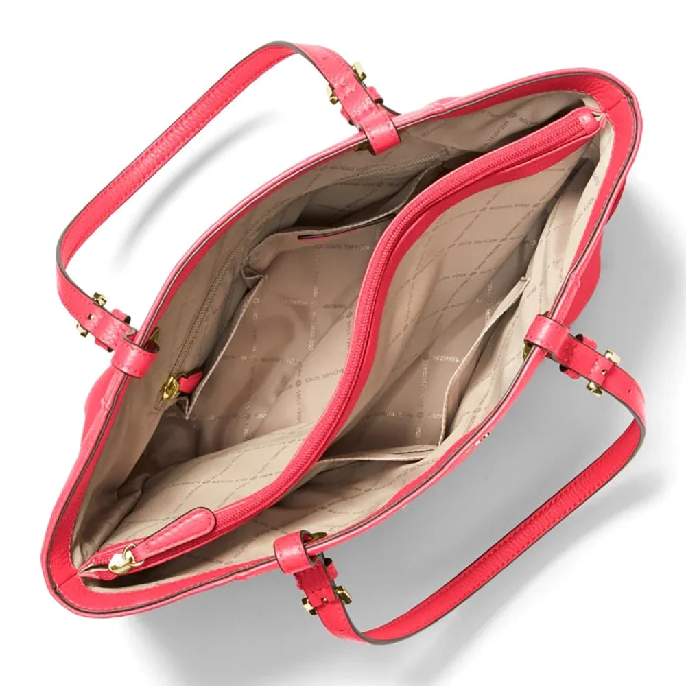 Kors Medium (Coral Bag Leather Jet Michael Tote Pebbled Women's Reef) Set