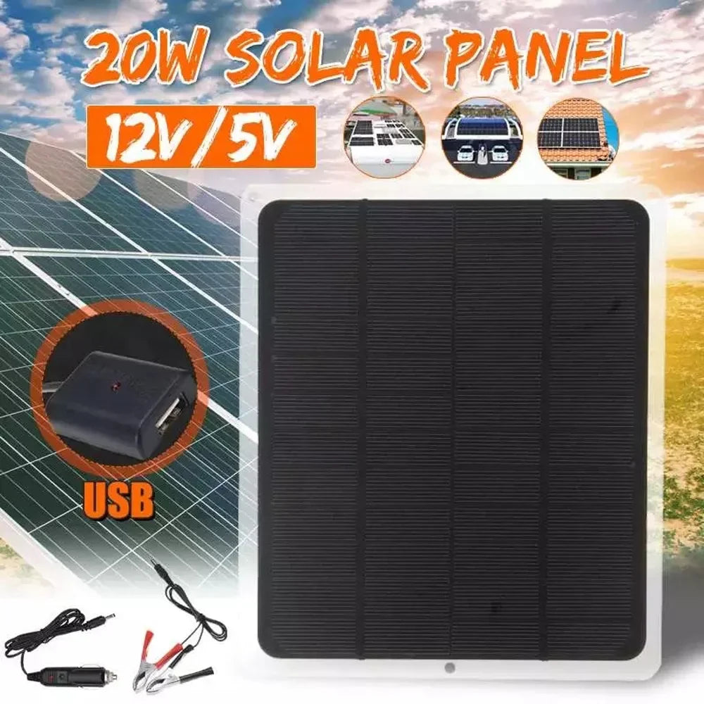 Solar Camping, 20W Silicon and Recharging Htovila Portable for Panel Monocrystalline USB Hiking,
