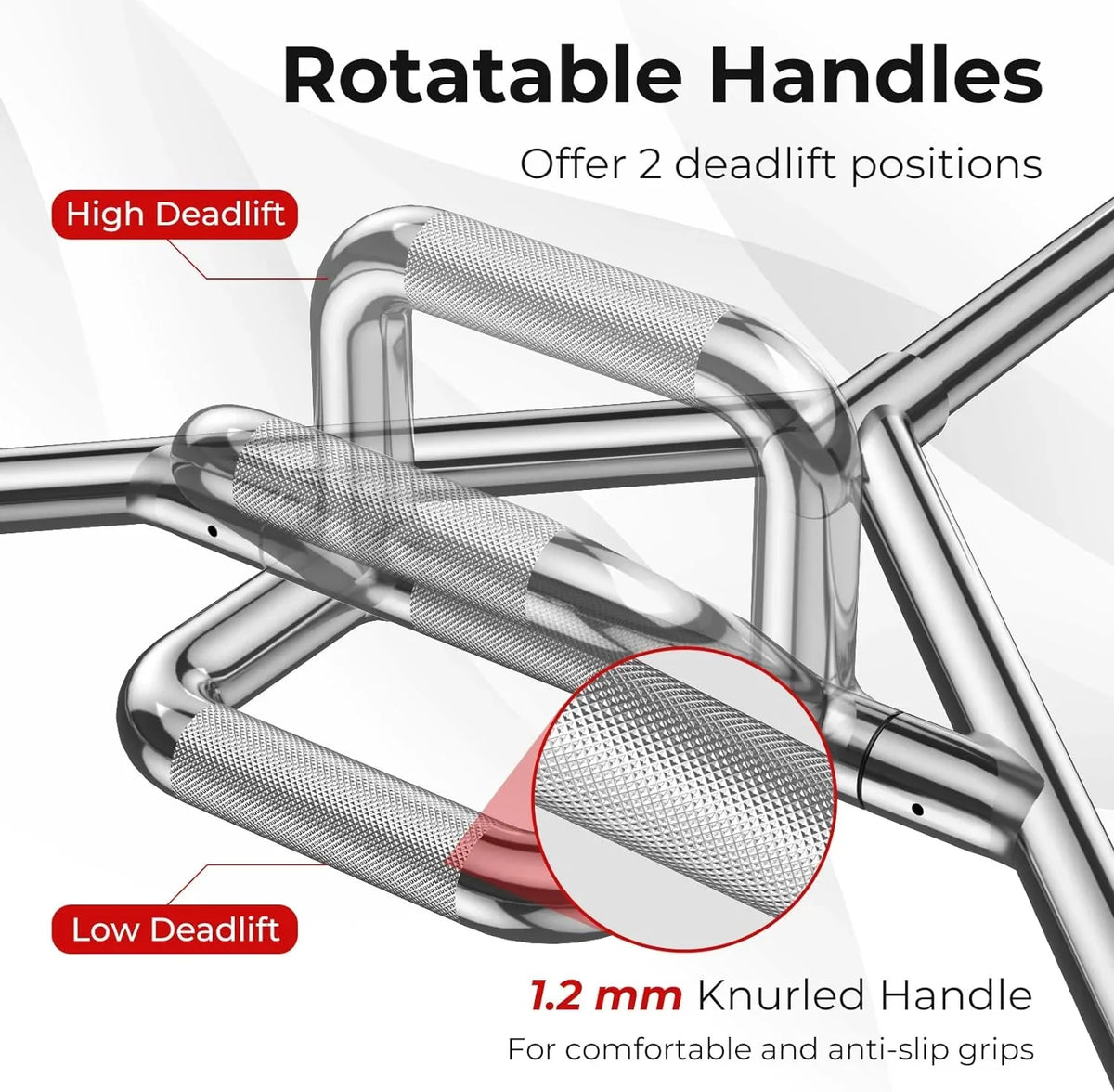 800Lbs Bar Hex Trap Finish Hex Deadlift Weight Bar With Squats, Capacity Power Bar 56" For Lifting Pulls, Deadlifts, Bar, Olympic Shrugs Two-Handle, Chrome Weight Folding