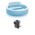 30" Air Intex & Built Bench 7.08'x 120V Pool Pump Family In w/ Lounge Electric