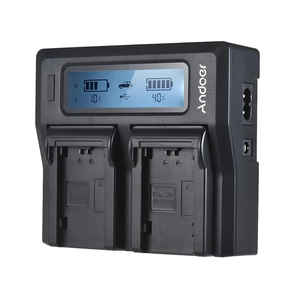 Sony Models Andoer A7RIII Battery Channel Camera A9 A7SIII A7III Dual for Replacement LCD NP-FZ100