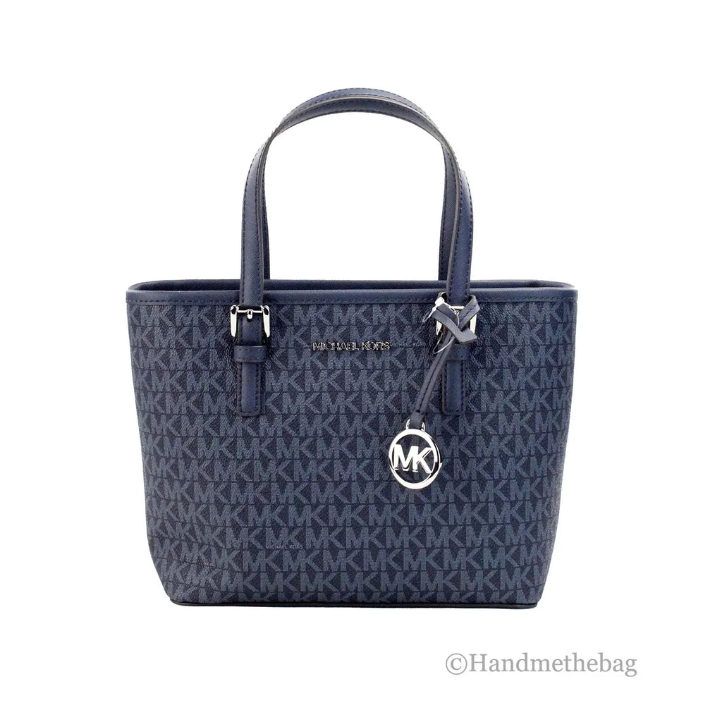 Jet Carryall Top Michael Bag XS Set PVC Tote Purse Navy Leather Kors Zip