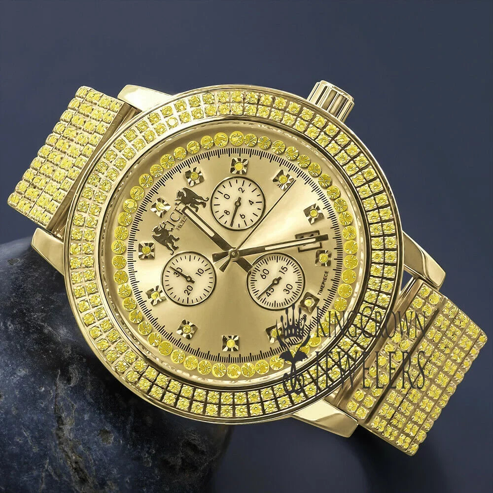 Steel Gold Tone Jojino Real Canary Rodeo Jojo Watch Stainless Solid 54mm Mens Dial Diamond Joe