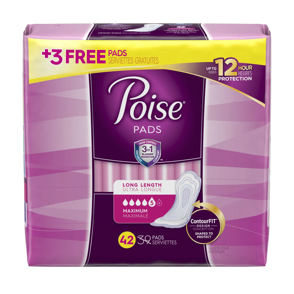 Long, Poise Maximum 42 Ct Absorbency, Women, Pads Incontinence for