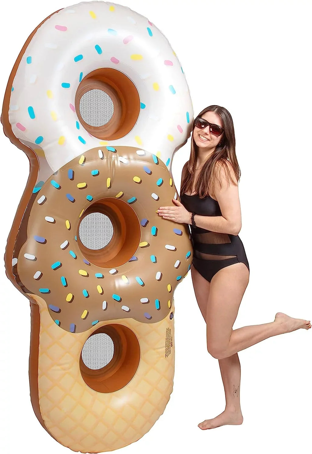 for Sections Perfect Summer Seats Inflatable Long Kids, Aquamazing Ft Cone Mesh Giant Pool Tube Float - People Cream Adults- Ice for Huge 7 - 3 Swimming XL