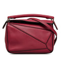 Leather (Good) Puzzle Authenticated LOEWE Red Pre-Owned Calf Unisex Mini Satchel