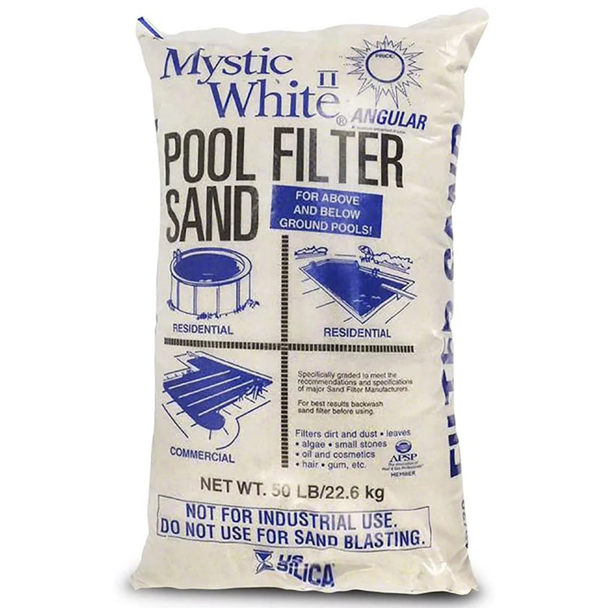 Pool U.S. (2 II Silica Pack) White Sand, Filter Swimming White 50lbs Mystic