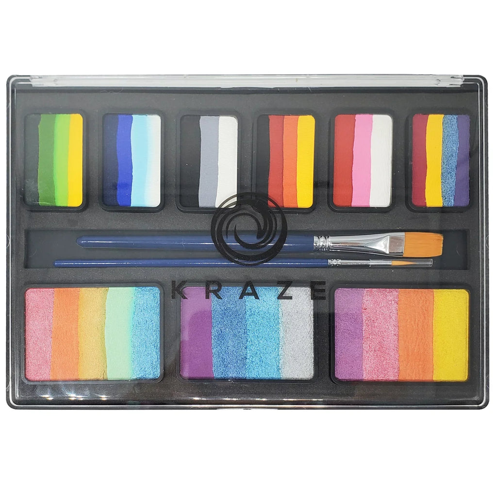 Palette, Makeup Painting Hypoallergenic, Water Stroke Safe, One Face Non Sensitive for Cake Skin, FX Halloween Toxic Paint Party Kit Split Kids Face Activated, & Adults Professional Celebration Kraze