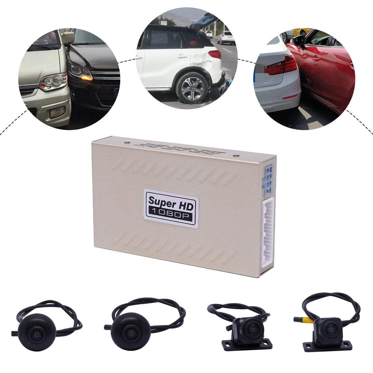 Camera Car Universal System Car OUKANING 4 Kit Panoramic 360° DVR View Rear 1080P Cameras Panoramic Recorder