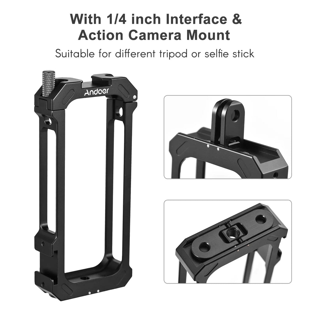 Vlog Accessories Mounts Cold Video Shoe Cage for Protective Andoer Dual - Aluminum Frame Sports Insta360 with Metal X3 Alloy Camera
