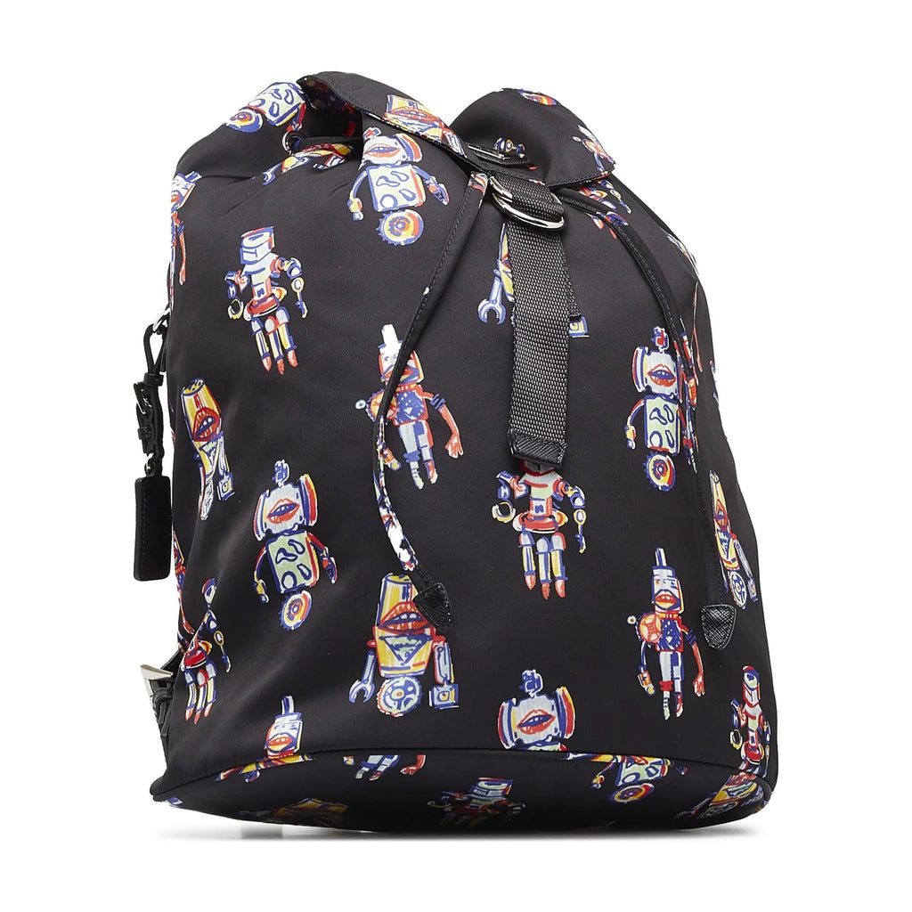 Authenticated Robot Fabric (New Black Prada with Tessuto Pre-Owned Unisex Defects) Nylon Backpack
