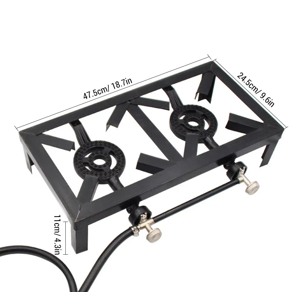 Gas Propane Size Stove Patio Double Cast for Camping BBQ Standard Lixada Iron Cooking