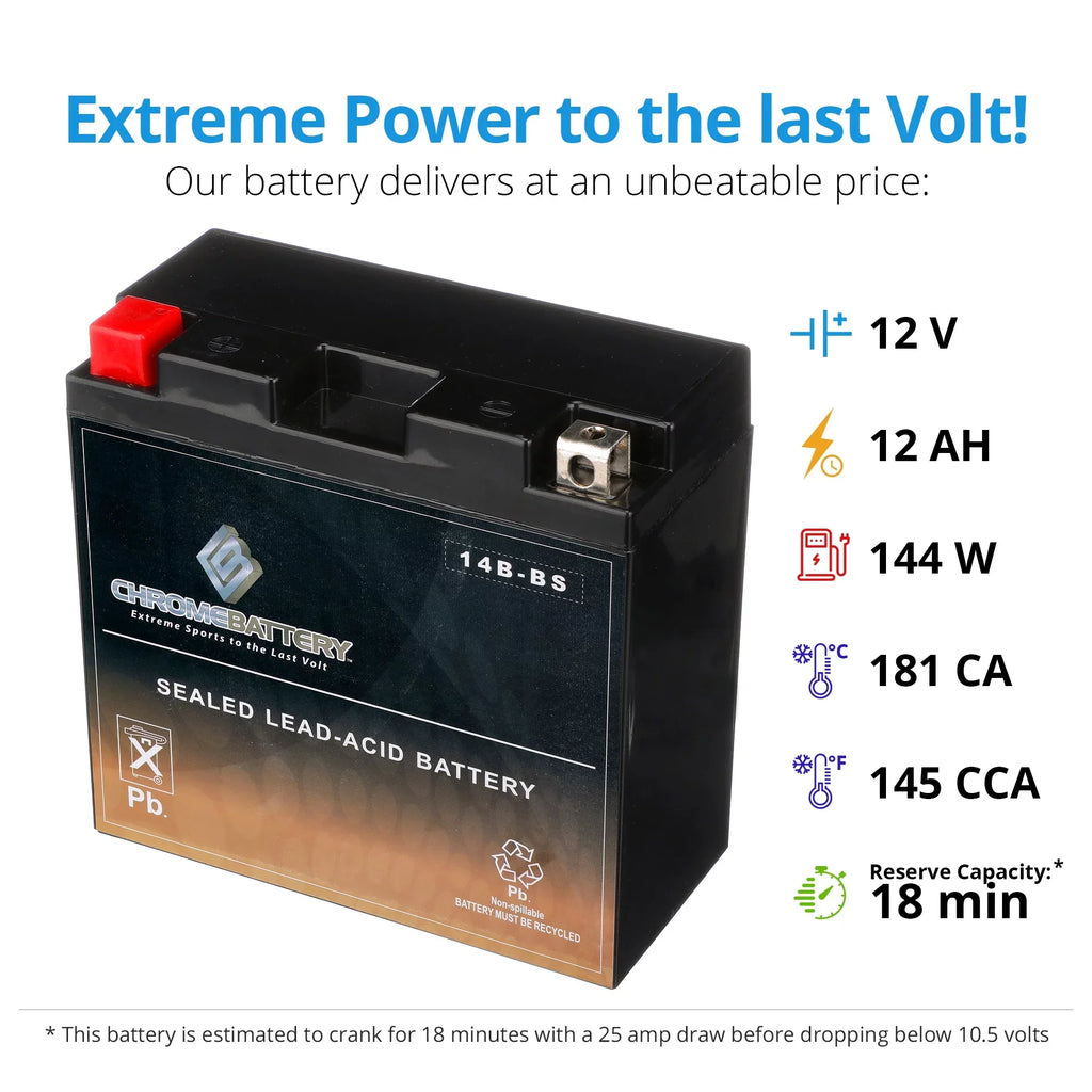 (14b-bs 12 Battery Performace Ah, Power Cca) Volts,12 Sports High Battery Chrome Yt14b-bs 135