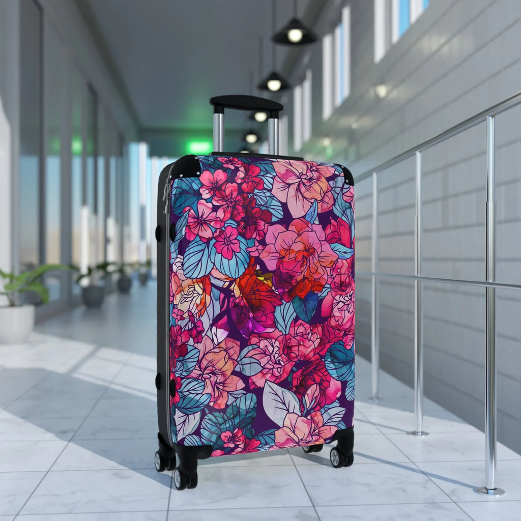 White Suitcase Navy, Pink, Bloomwave | Hardshell Red, | Floral |